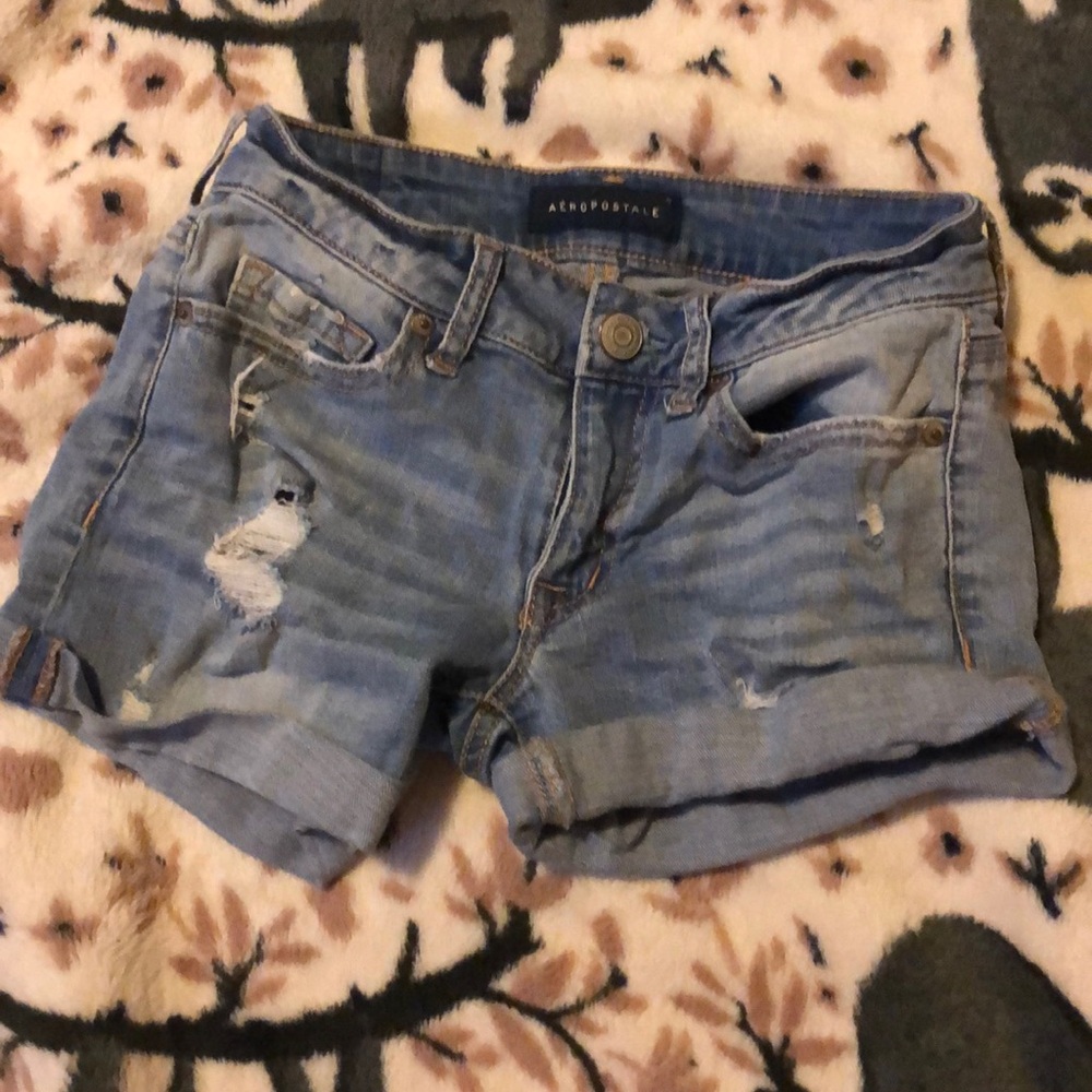 light blue aeropastle jean shorts